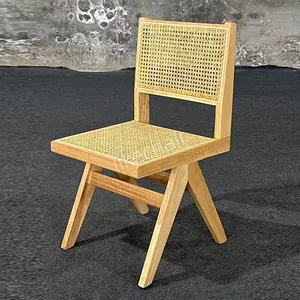 Nordic Retro Bent Wood Rattan Dining Chair Solid Oak Strong Backrest Home Bar Gym Cafe Restaurant Living Room Use thumbnail-2