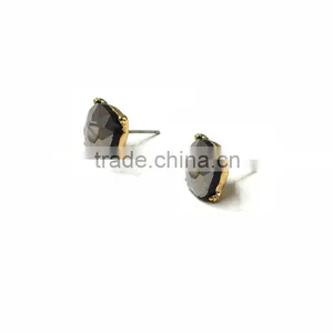 High Quality Cool Black Single Crystal Stone Jewelry Men Daily Wear Stud Earrings thumbnail-2