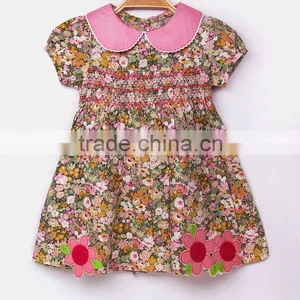 Wholesale Pink 100% Cotton Kids Dress,little Girls Long Dress,baby Girls One Piece Dresses,girls Smocked Dress thumbnail-2