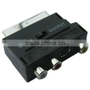 Black RGB Scart Male to S Video and 3 RCA Audio Adaptor thumbnail-1