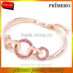 Fashion Jewelry 18K Rose Gold Filled Clear Unique Circle Austrian Crystal Bangle Bracelet thumbnail-1