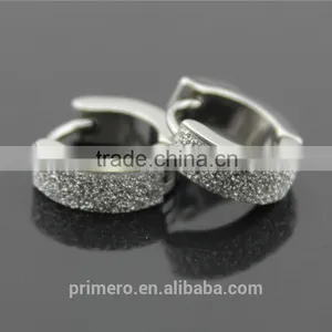 Stainless Steel Huggies Hoop Earrings With Charm Elegant Matte Wholesale Black Silver thumbnail-3