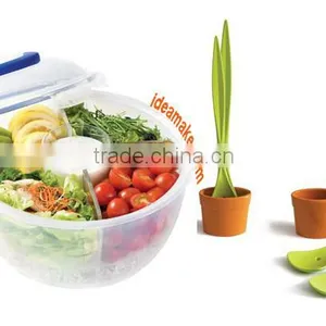6L Plastic Salad Container With Lid, Colander,dip Bowl and Cover thumbnail-2