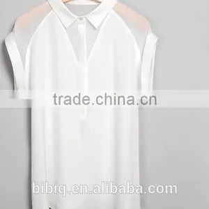 2015 Fashion Design White Loose Cardigan Women Chiffon Shirt thumbnail-4