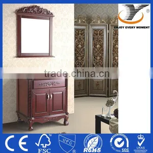 Standing Solid Wood Classic Bathroom Furniture Laundry Equipment With Natural Marble Countertop thumbnail-1