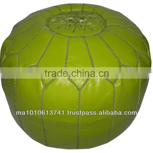 Pistachio Moroccan Leather Pouf Ottoman Footstool Pouffe Ottomans thumbnail-1