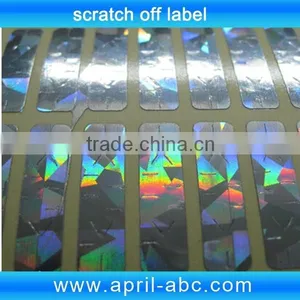 Laser Hologram Scratch off Label Cold Sticker Roll Easy Peel off Label 8*40mm thumbnail-1