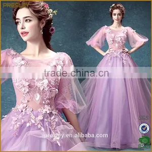 Unique Design Sleeveless Peach Chiffon Half Sleeve Evening Dress thumbnail-2