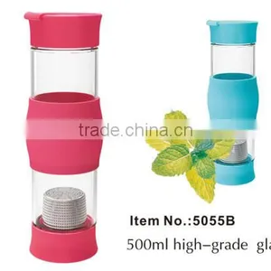 Double Wall Durable Colored Oem Glass Water Bottle Infuser thumbnail-2