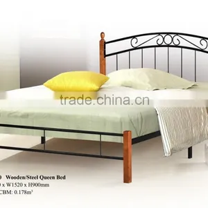 Wooden/Steel Queen Bed thumbnail-1