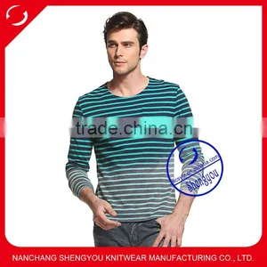 2015 China Supplier Custom Long Sleeve Mens Yarn Dyed T-shirt Wholesale Clothing thumbnail-1