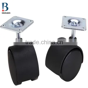 2015 Discount 2-inch Nylon Black Plastic Square Plate Double Swivel Furniture Caster Wheels thumbnail-3