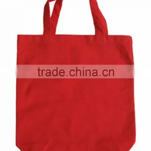 Red Cotton Shopping Tote Bag Natural Color Customized Size Fold-able Promotional Gift thumbnail-1