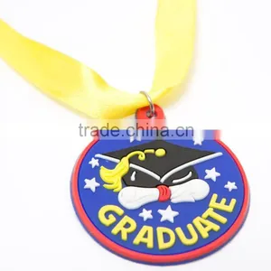 Hot Sale Custom Made Sports Event Plastic 3D Design Soft PVC Rubber Graduate Award Medals With Ribbon for Promotional Gifts thumbnail-1