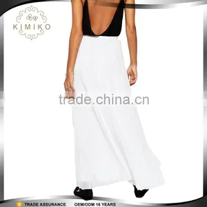 Fashion Custom Designs Summer White Pleated Long Maxi Skirt For Women China Manufacture thumbnail-1