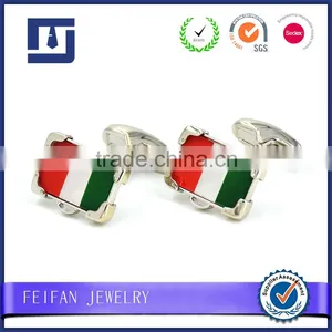 Craft Engraved Silver Metal Wholesale Italian Flag Cufflinks Flag Needlepoint Handmade Wedding Cufflinks From ODM Manufacturer thumbnail-2
