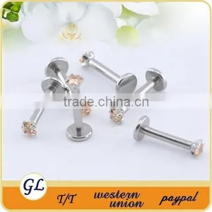 LR01005 Stainless Steel 16G Zircon Lip Labret Ring thumbnail-4
