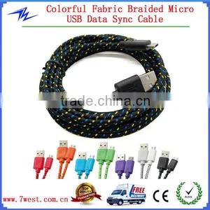 Colorful Fabric Braided Data Cable Micro USB Data Sync Charger Cable Cord for Android Samsung Galaxy S2 S3 S4 thumbnail-1