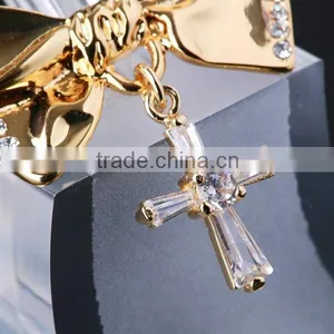Cross Crystal Tie Brooch thumbnail-3
