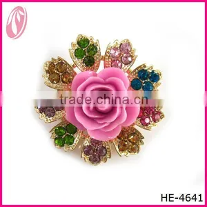 Colored Crystal Brooch With Big Pink Flower for Baby Girls thumbnail-1