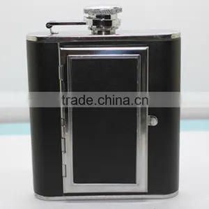 5 oz Stainless Steel High Quality Lether Flagon for Gift thumbnail-1