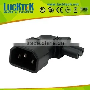 IEC 320 C14 Male to IEC C7 Vertical Left Right Angle Power Adapter thumbnail-1