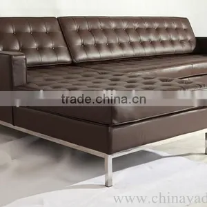 Living Room Furniture Florence Knoll Brown Leather Corner Sofa thumbnail-3