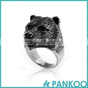 Pankoo Wholesale 2016 Animals Series of Retro Punk Tai Silver and Titanium Unisex Ring thumbnail-4