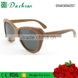 Fashionable Lady Cat Eye Simple Design Brand Wood Sunglasses Eyewear thumbnail-3