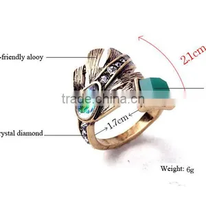 Punk Style Ring Designs Antique Gold Plated Crystal Cluster Leaf Irregular Finger Rings For Women thumbnail-2