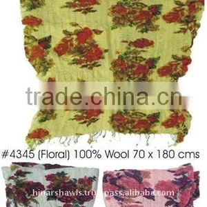 100% Wool Floral Shawl thumbnail-1