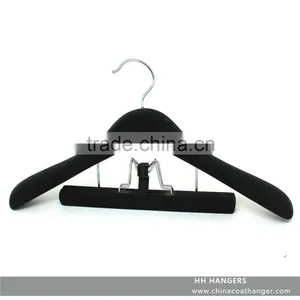 The HEAD Black Wooden Suit Hanger ,round Head Top,clamp Rubber Soft Matt Paint,275*28*22mm Clamp thumbnail-1