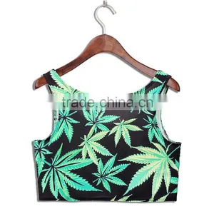 Latest Tops Designs Girls Sublimation Print Maple Leave Tank Tops N7-1 thumbnail-2