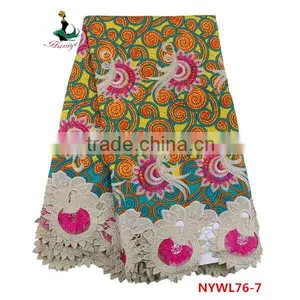 Wholesale Women Dress Wax Lace Fabric/ Lace Fabric Mix With Holland Wax thumbnail-5