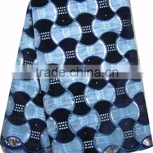 African Organza Lace With Sequins Embroidery CL8096-5 Black+blue thumbnail-1