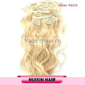 Blonde Cambodian Human Hair Wavy Clip In Hair Extension thumbnail-3