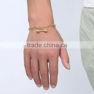 Fashion Dumbbell Pendant Stainless Steel Bracelet thumbnail-2
