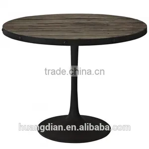 Custom Made Furniture Metel Base Wood Table Top Round Coffee Dining Room Table thumbnail-1