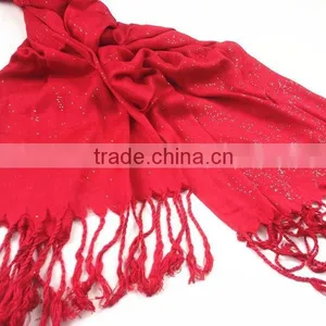 New 100%viscose Solid Color Christmas Glittering Scarf thumbnail-2