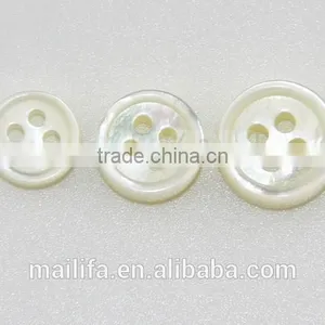 4 Holes Round Rim 18L, 16L, 14L 4MM/3MM Thickness White Mother of Pearl Dress Shirt Button in High End thumbnail-1