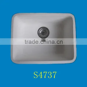 High Quality White Undermount Man-made Stone Kitchen Sink thumbnail-6