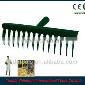 Green Painted 14T Steel Grass Leaf Rake Head thumbnail-1