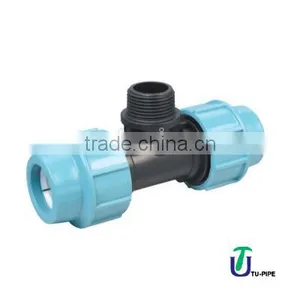 PP 90 Tee Male Threaded Offtake DIN 8076/ ISO 14236 (Italian Style) thumbnail-1