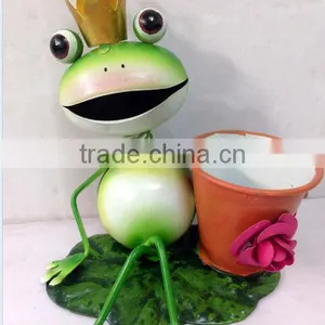 Garden Decoration Sitting Frog Metal Frog Garden Art Metal Garden Decoration Gerden Decor Stakes Metal Frog With Frlower Pot thumbnail-6