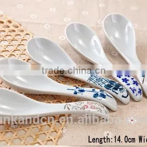 SP1534 Haonai Goodlooking Flower Decal Ceramic Spoon, Ceramic Soup Spoon thumbnail-1