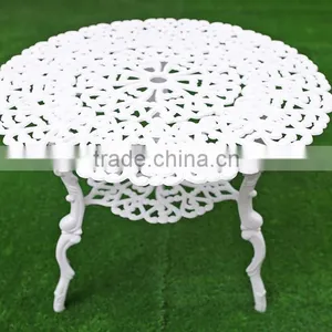 White Outdoor Furniture Kids Table and Chair Set Cast Aluminum Patio Sets thumbnail-3