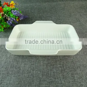 High Quality Large White Ceramic Bakeware Set Stock Baking Dish With Two Handles thumbnail-1
