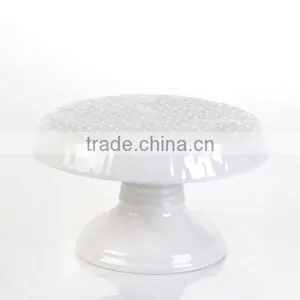 7.6'' 5.8'' Ceramic Wedding Cup Cake Dome With Stemmed Base thumbnail-3