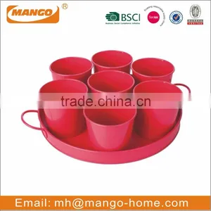 Set of 3 With Tray Decal Metal Mini Flower Pot thumbnail-5