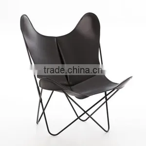 China Furniture Factory Metal Iron Black Coating Finished Leather Butterfly Chair for Garden Chairs thumbnail-2